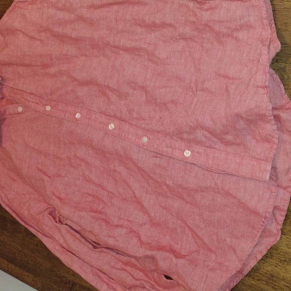 Pink Red Linen Blend Perry Ellis Button Down Long Sleeve Top L - Picture 4 of 7